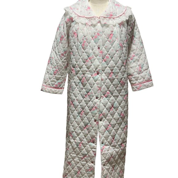 Cachet Floral Quilted Robe‎ New Deadstock Vintage M